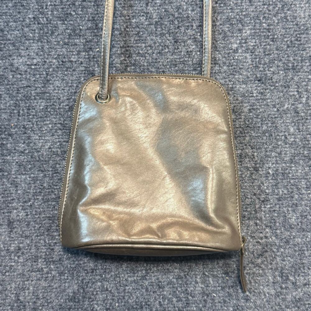 Latico Leathers Full Grain Leather Crossbody Bag Metallic Olive Green Vintage - Picture 1 of 9